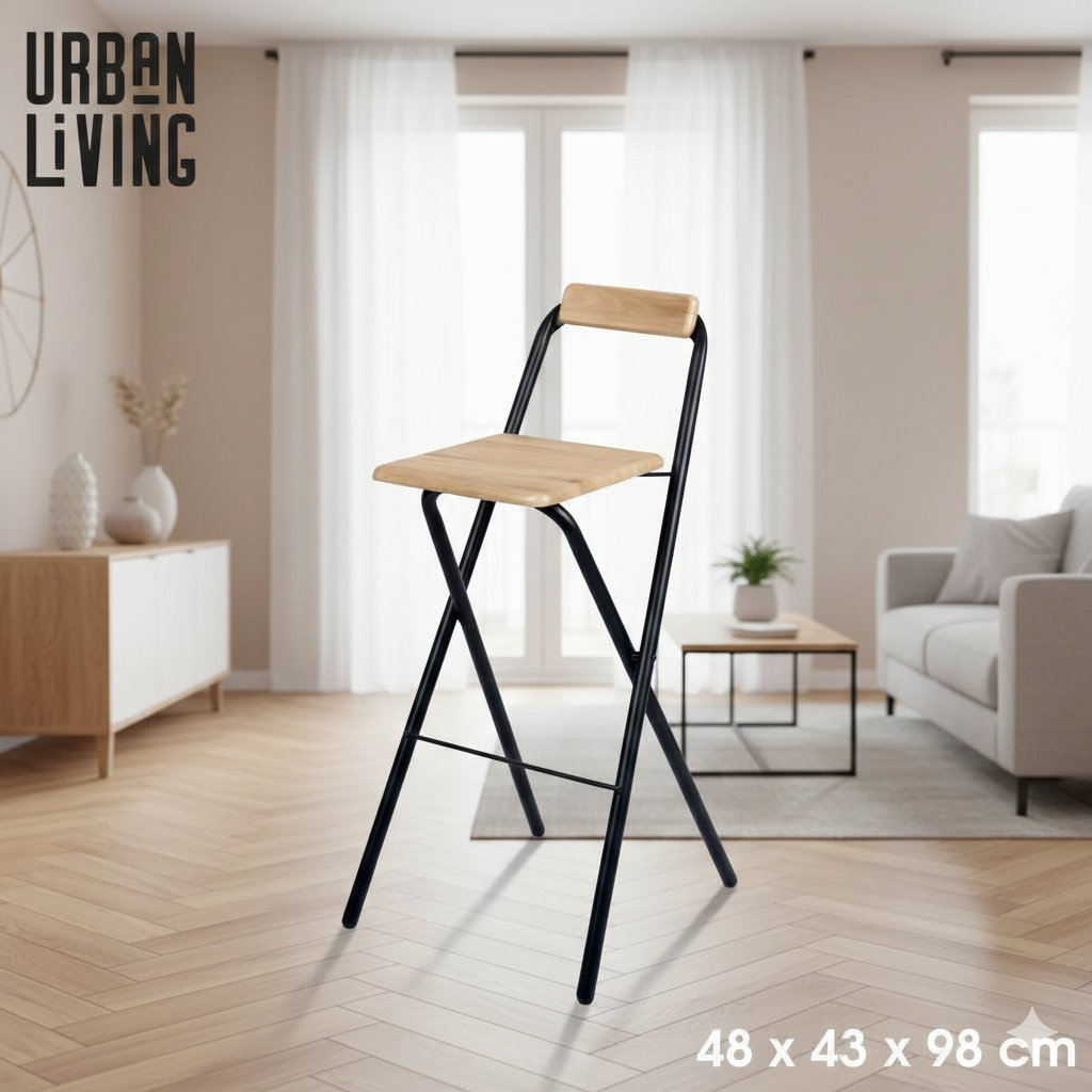 Dock Foldable Bar Stool With Backrest 48x43xh98cm