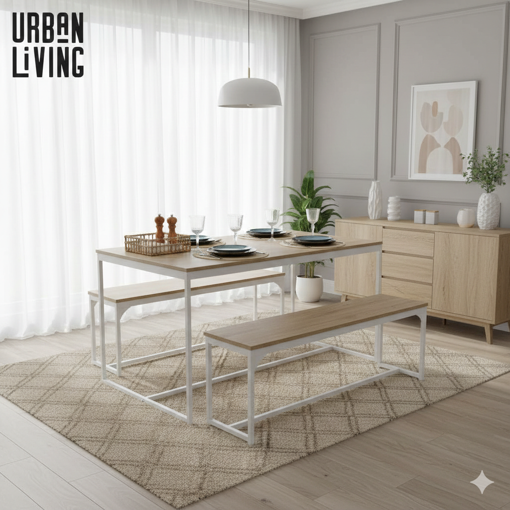 Dining Table La Casa Whitea With Metal White Structure 150x80xh75cm
