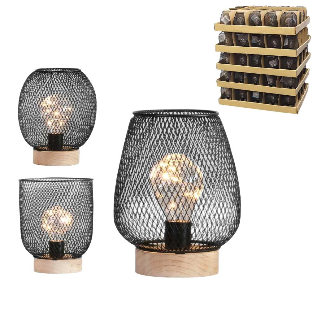 Lamp Modern Spirit Led Wood Base And Structure Metal Black 3 Designs Display
