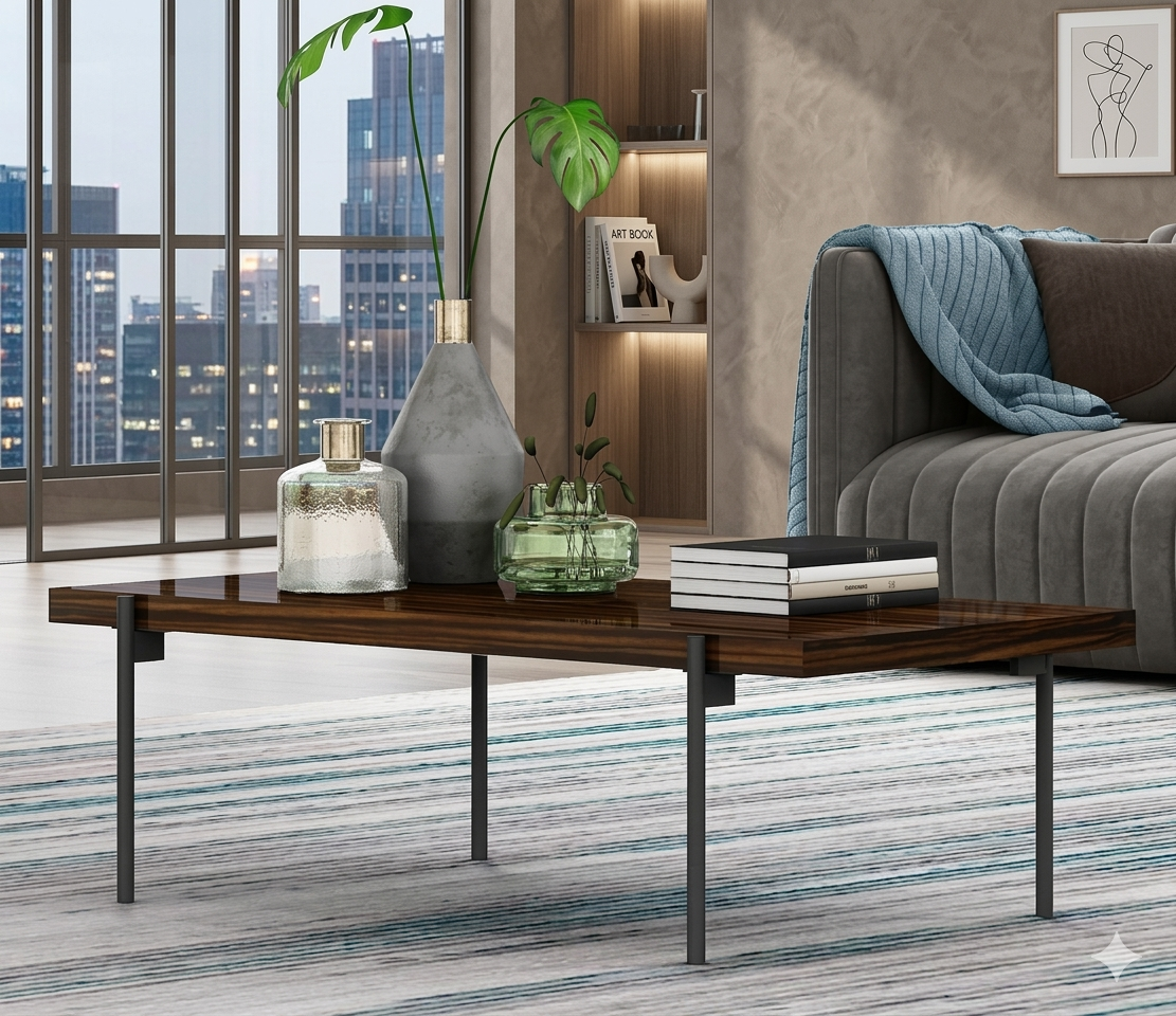 Coffee Table Ebony(A1239-1 Hg)+grey Lacquer(8890213 Hg)1300x700x400 2cl=