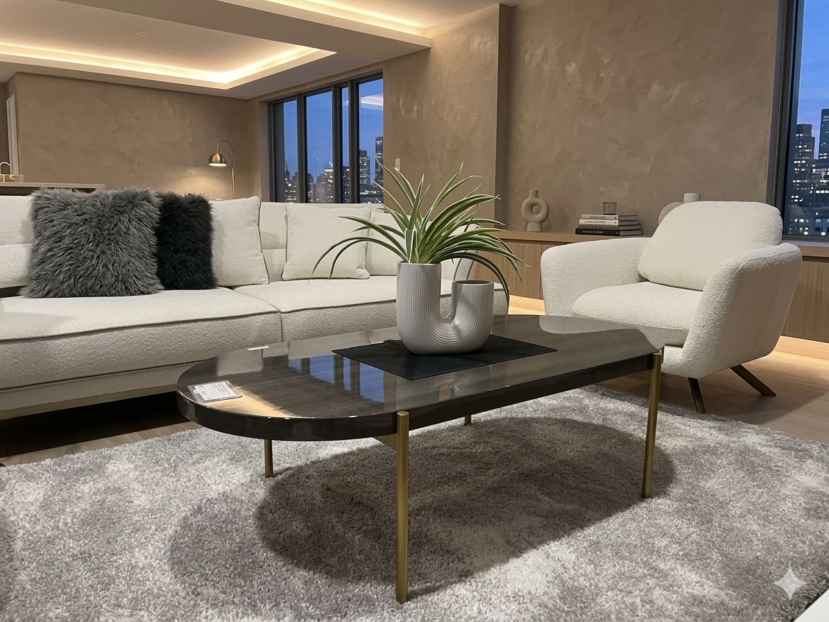Coffee Table Grey Angley(8273-4 Hg)+brushed Titanium Gold1300x650x400 2cl=