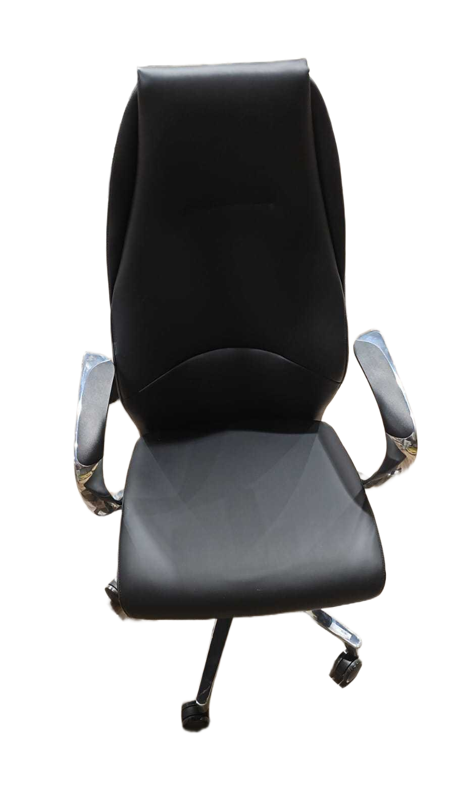 Office Chair High Back , Pu Synchronized Mechanism 4 Positions Locked Aluminum Base 700mm Tuv Class4 Chrome Gas Lift +pu Castors Front Black Al503-26 / Back Grey Al502-2964w*64d*121-129h
