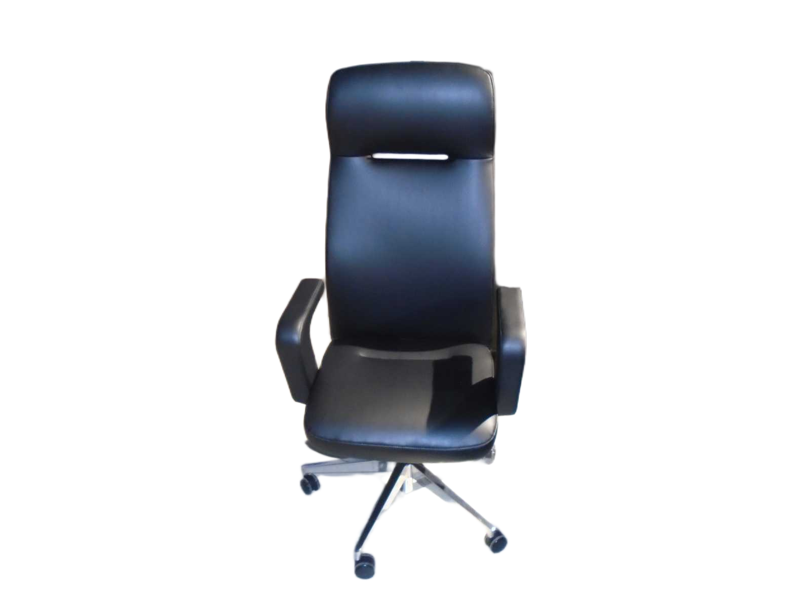Office Chair High Back , Pu Armres With Ash Veneer, Synchronized Mechanism Aluminum Base 700mm Tuv Class4 Chrome Gas Lift +pu Castors Black Al503-3064w*65d*124-132h