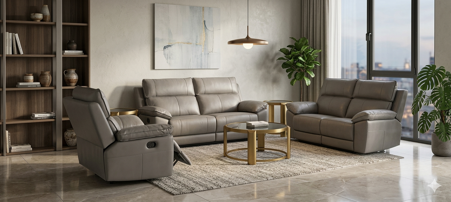 Sofa Leather Pvc 6 Manual Recliner 3+2+1+1 Taupe 2 108*97*102