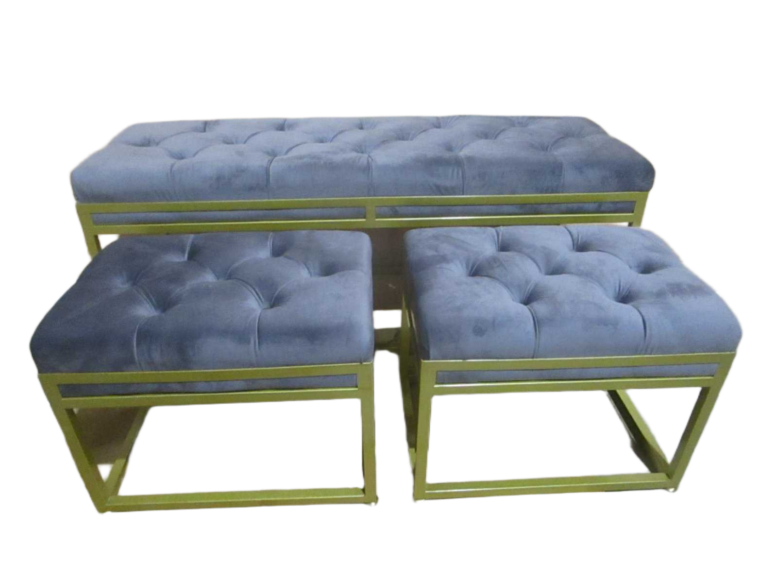 Pouf Set Fo 3 53 Gray 120x43x48 51x34x40