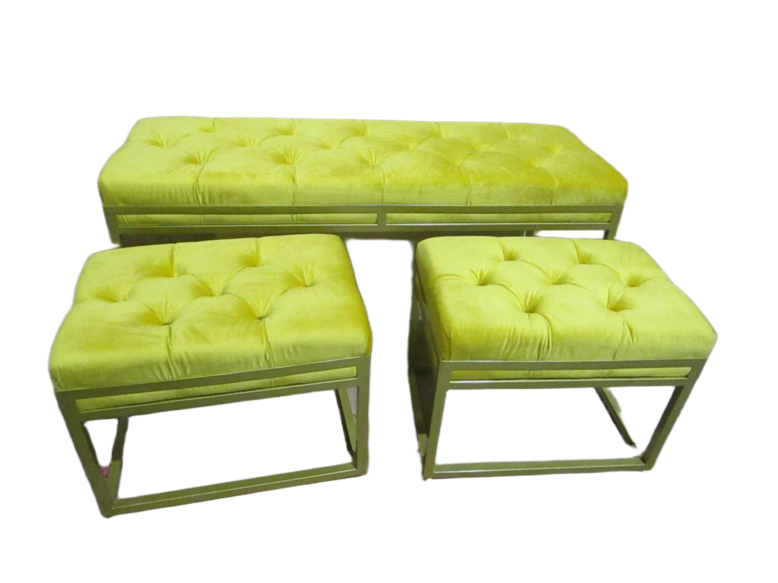Pouf Set Fo 3 19 Yellow 120x43x48 51x34x40