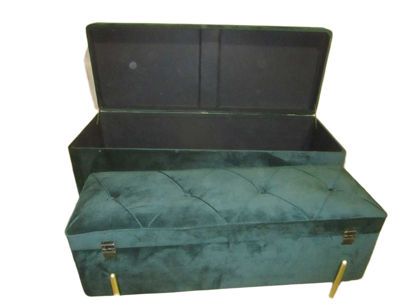 Pouf Set Of 2 Storage 25 Dark Green 102x36x38 122x48x48