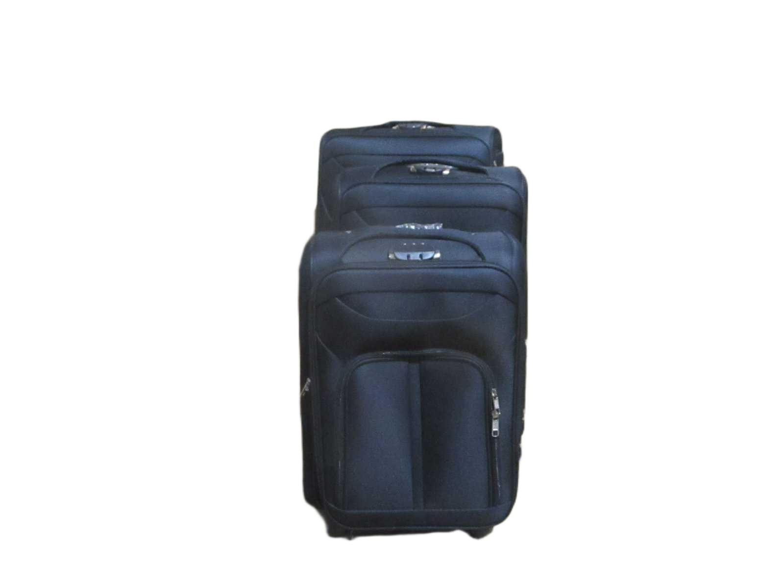 Luggage Set Of 3pcs W Polyester Black S:56*24*35cm M:66*27*40cm L:76*30*45cm