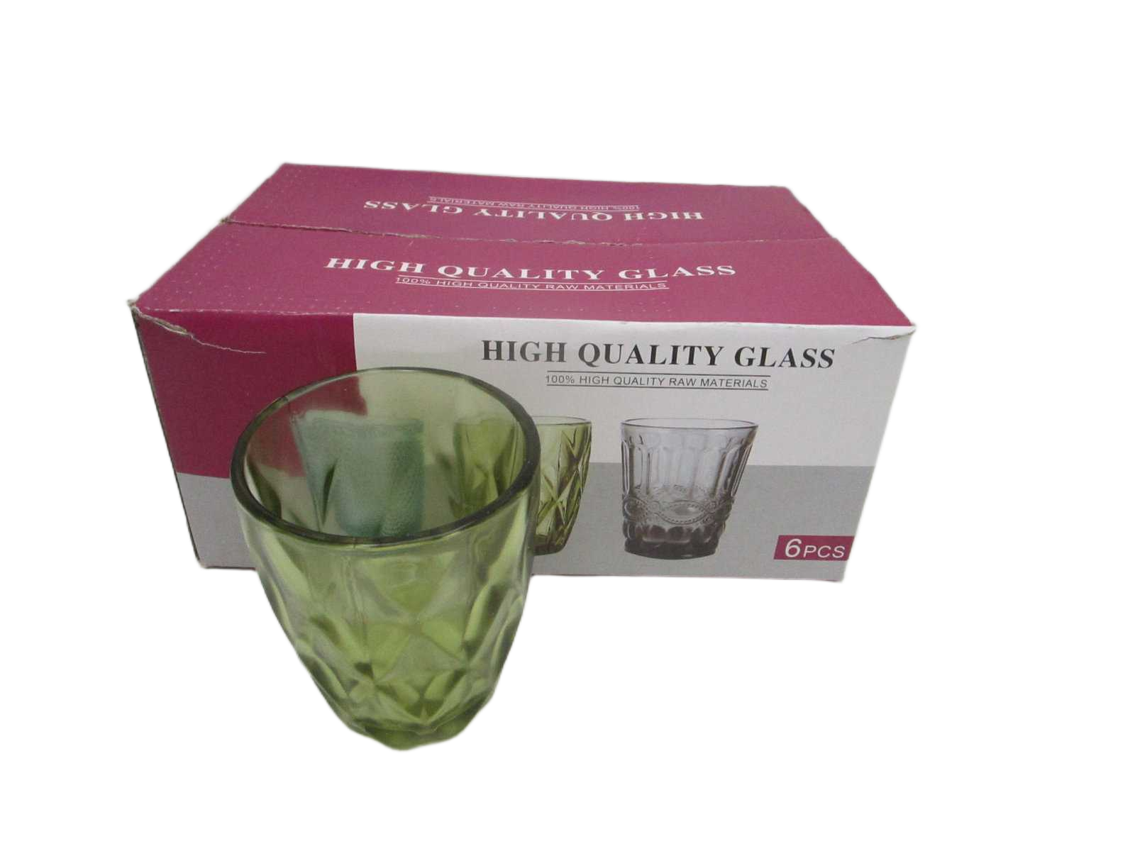 Glass Cups Green 250ml 8x10