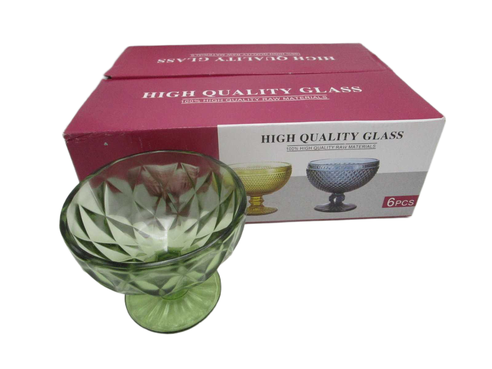 Glass Icecream Bowl Green 350ml 12x10