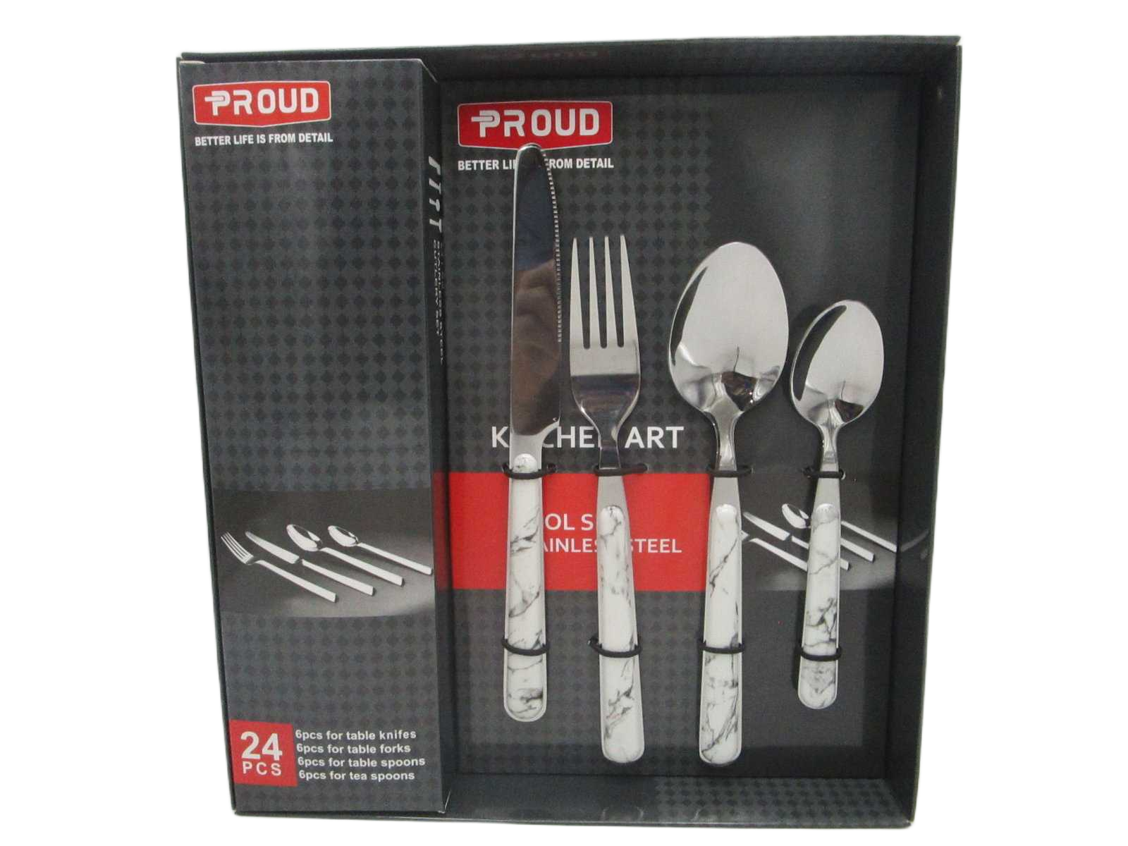 Cutlery Set Stainless Steel White Marble Handle