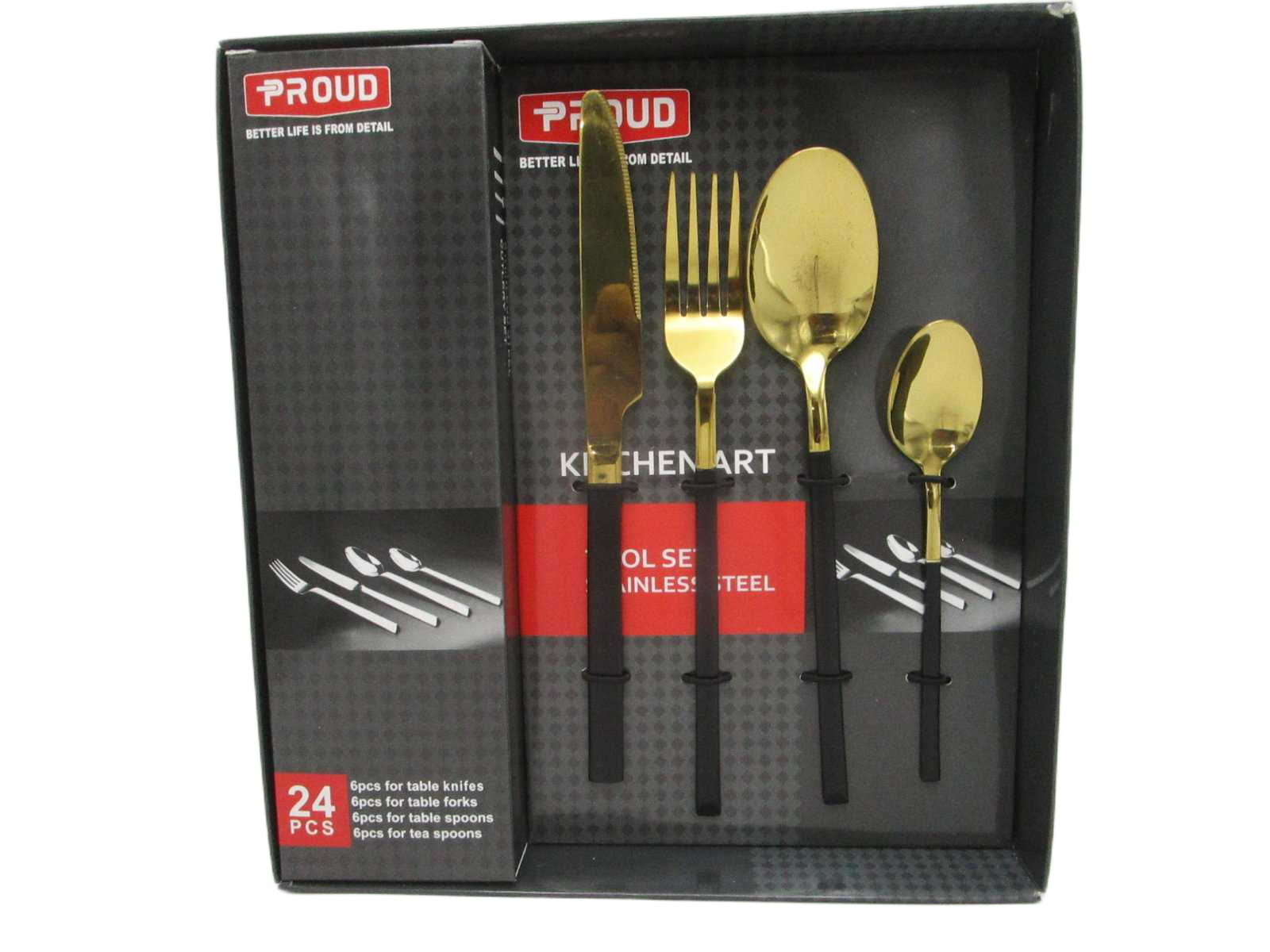 Cutlery Set Stainless Steel Black+ Gold