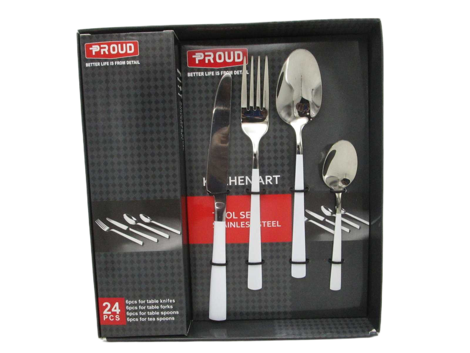 Cutlery Set Stainless Steel White Handle