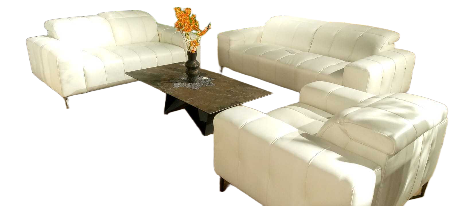 Sofa Leather With Split 3+2+1 U Leather-White