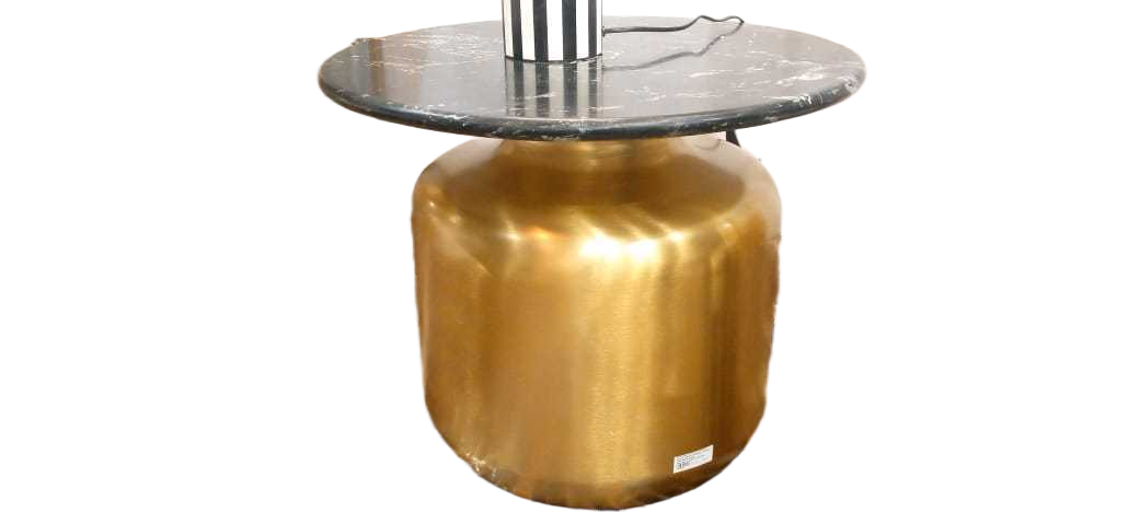 Side Table Round With 15mm Black Fantasy Marble Top And Iron Metal Base