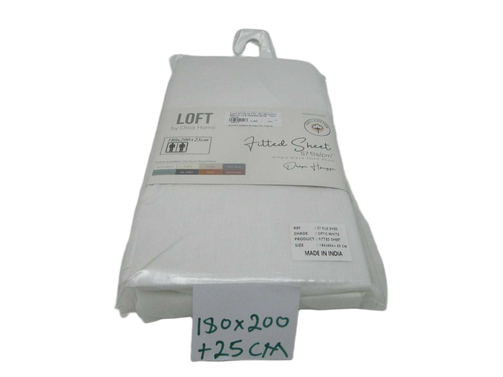 Fitted Sheet Plain Col (100 % Coton 57 Fils 30 X 30 - 76 X 68) Grs/M² 1cl=