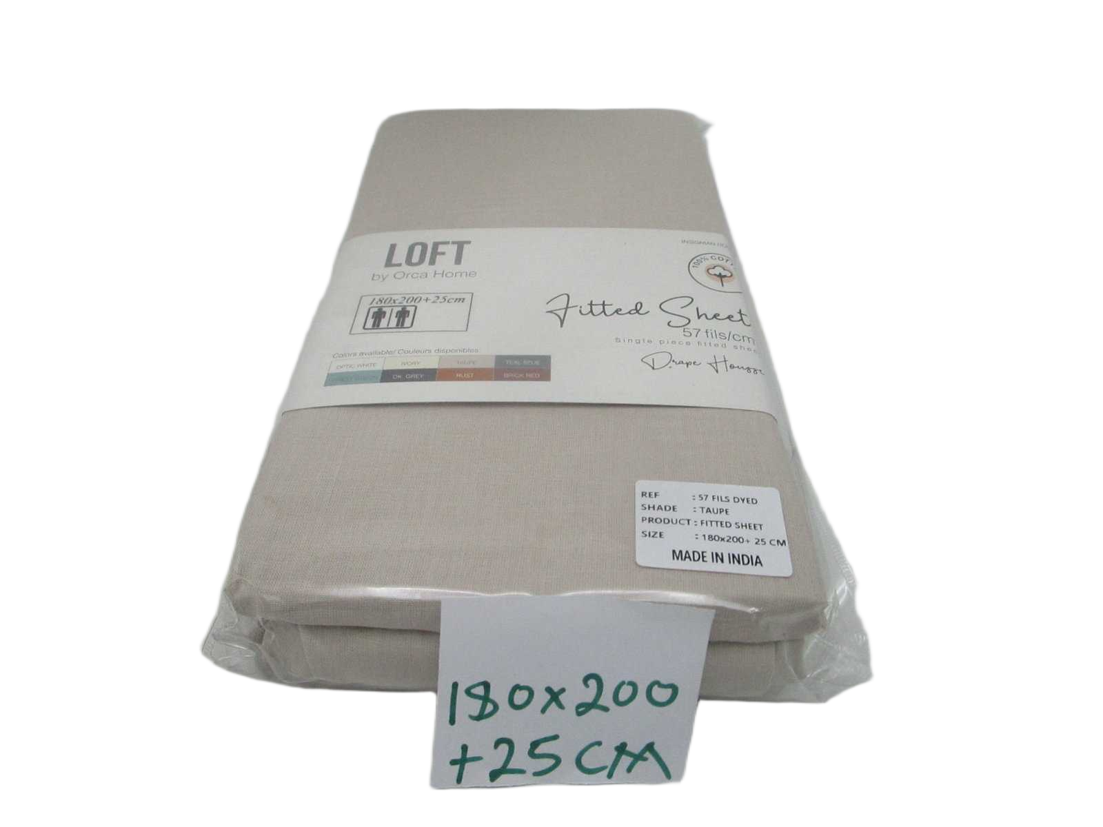 Fitted Sheet Plain Col (100 % Coton 57 Fils 30 X 30 - 76 X 68) Grs/M² 1cl=