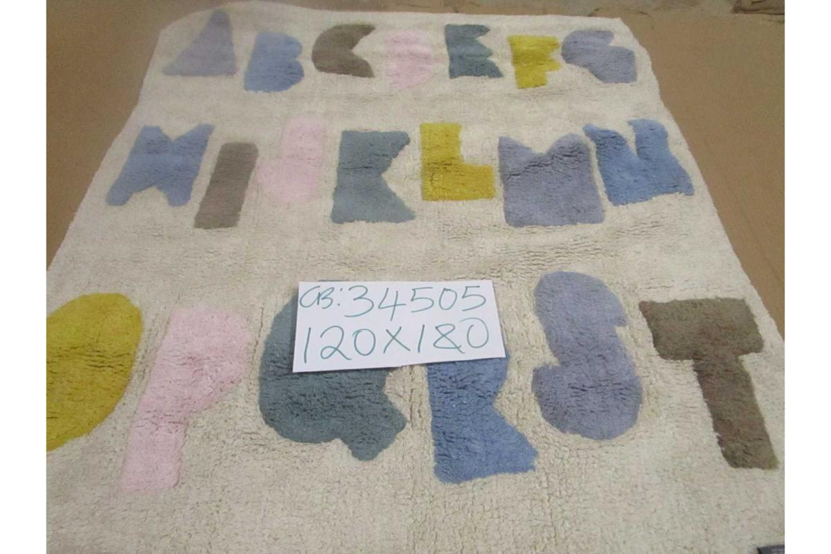 Carpet Embossed 100% Virgin Cotton 1,8 Kg Table Tufted Alphabet Design