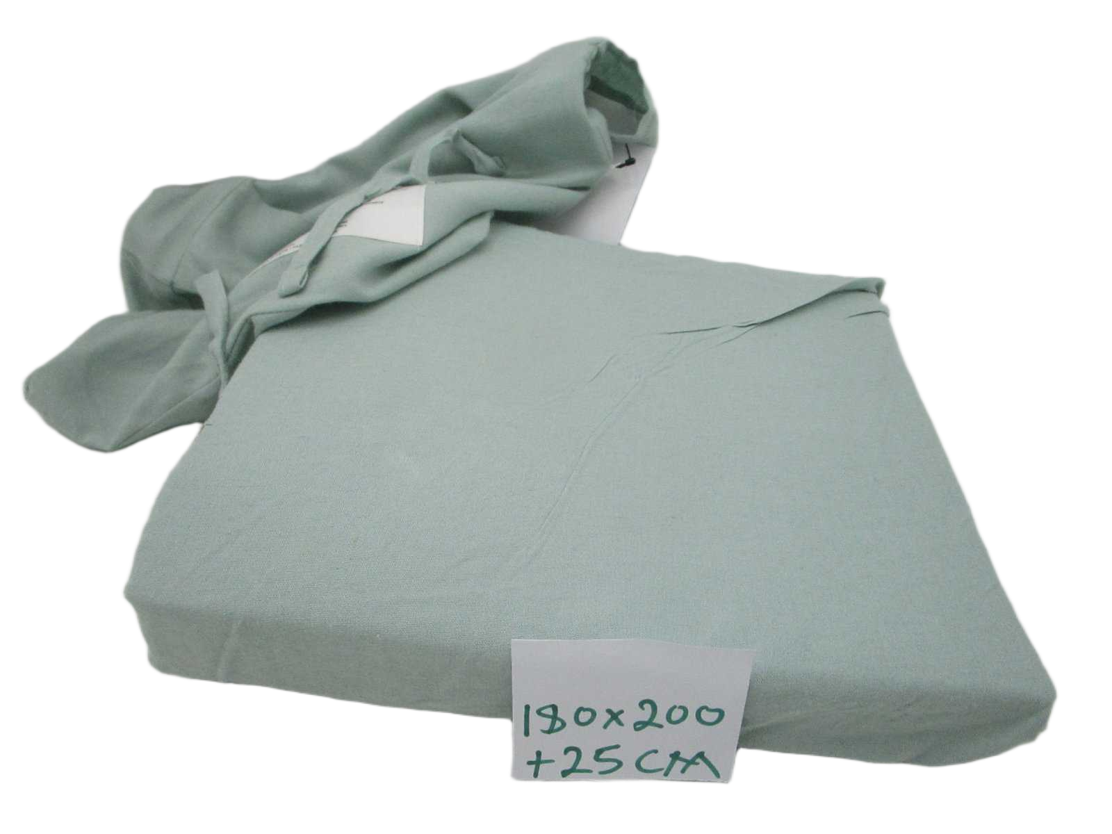 Fitted Sheet - Plain Jadeite - 59 Threads (72x52) - 80% Bamboo, 20% Linen - Twin Stitch - Fabric Packaging With Bows 1cl=