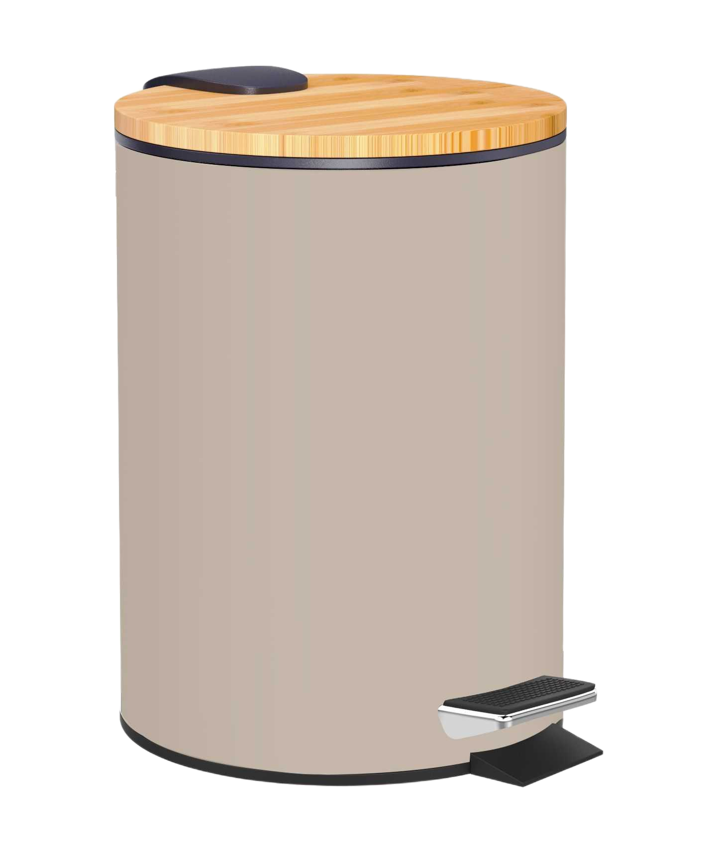 Dust Bin Bamboo Bust Bin 3l - Thickness Body And Lid 0,24 - Soft Closing - Shrink Pack - Brown Export Carton 16,8x24,5cm Matte Taupe 1cl=