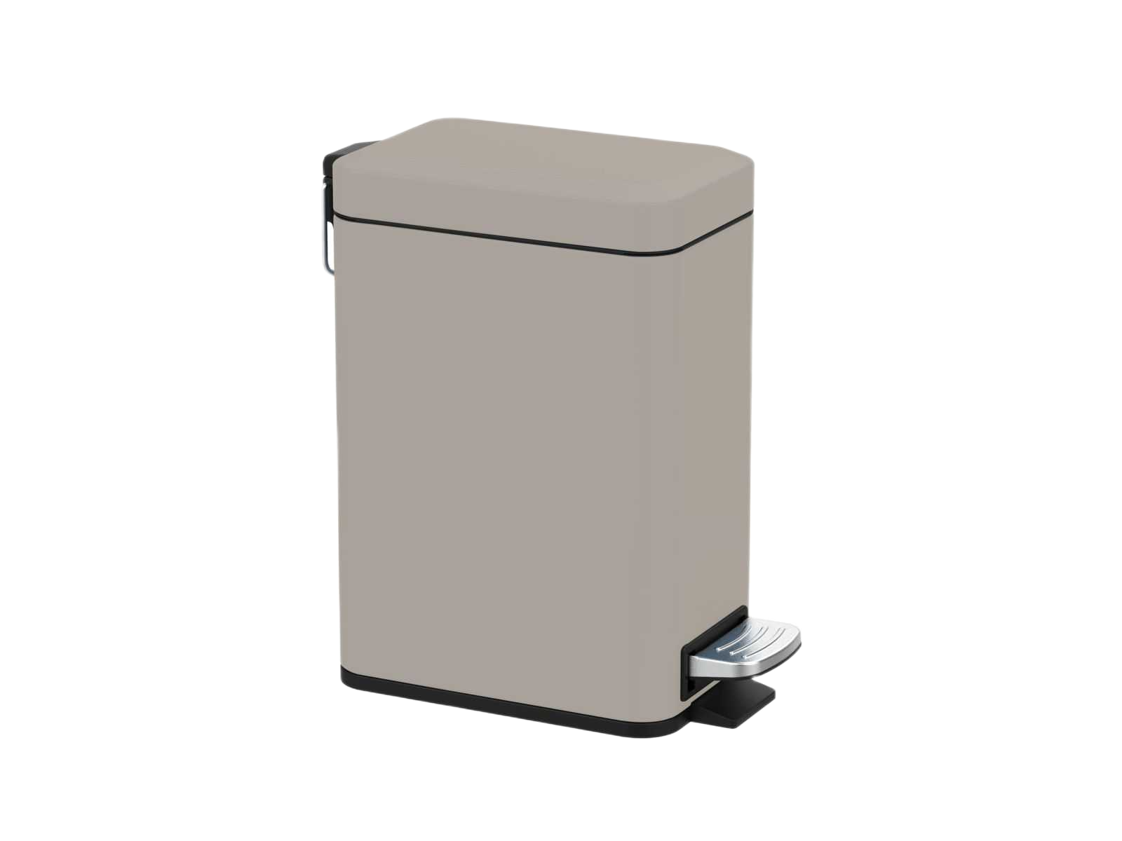 Dust Bin Powder Coating Rectangular Dust Bin 5l - Thickness Body 0,30 Mm - Thickness Lid 0,35 Mm - Soft Closing - Shrink Pack - Brown Export Carton 29,2x14x32,1cm Matte Taupe 1cl=