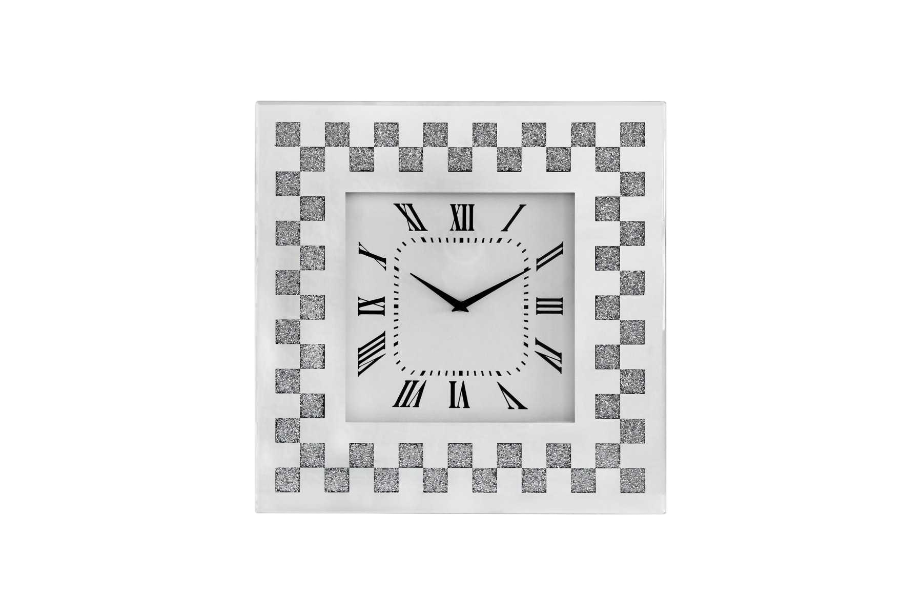 Wall Clock - Mdf With Mirror And Crushed Crystal With Clock Face Paper