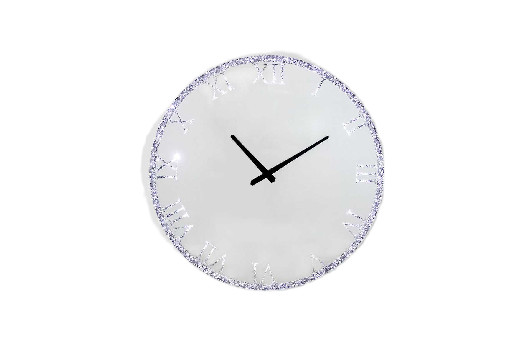 Clock Mdf Back With Mirror And Crushed Crystal Frame