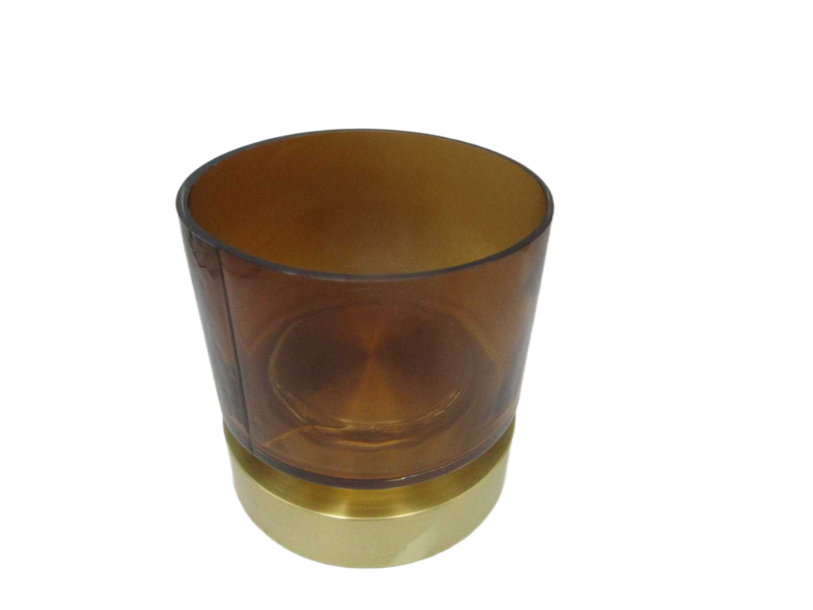 Vase Glass &candle Holder With Metal Satin Gold Base 2 Colour Assorted