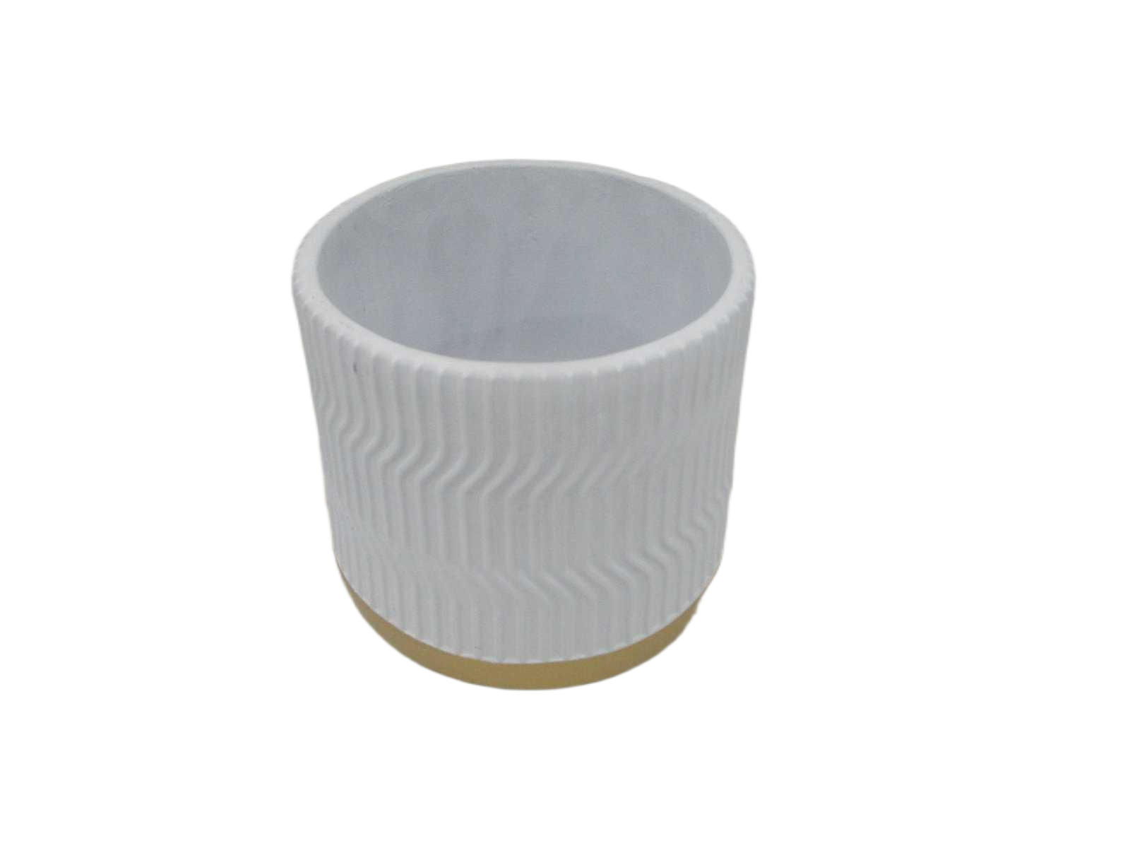 Vase Cement Etnic Design White - Gold 15,5x15,5x13