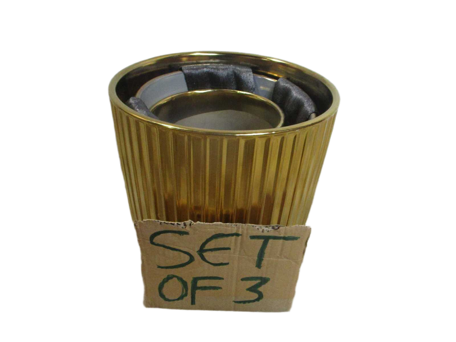 Set Of 3 Pot Ceramic Matte Gold 30x30x28 25x25x23 20x20x19