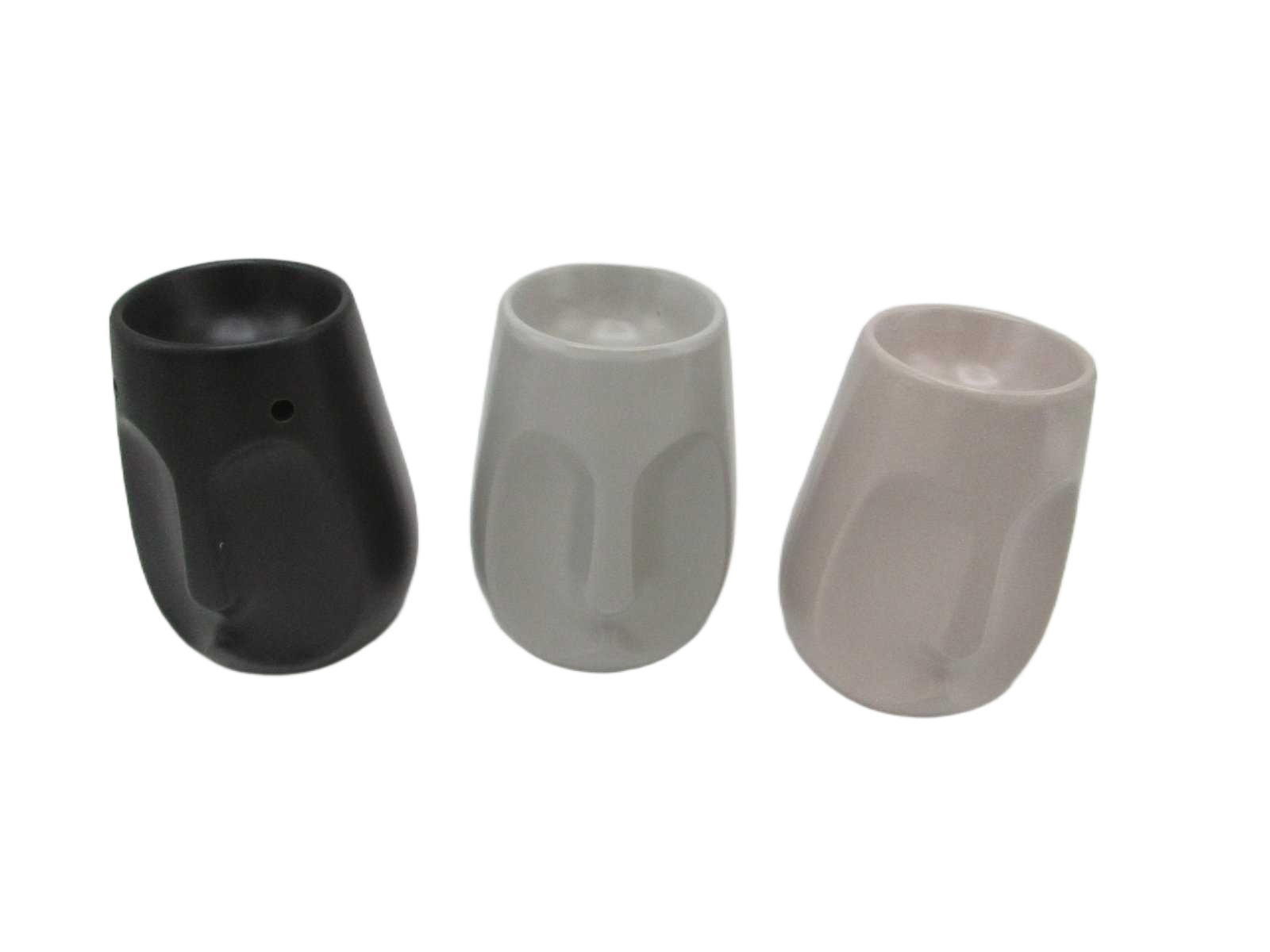 Oil Burner Ceramic 3 Color Assorted By Carton Matte Black + Matte Sage Green + Matte Taupe 9,5x9,5x13