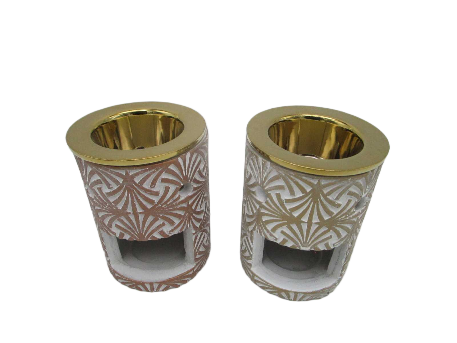 Oil Burner Ceramic 2 Color Assorted By Carton White Gold + White Pink 9,5x9,5x12,5