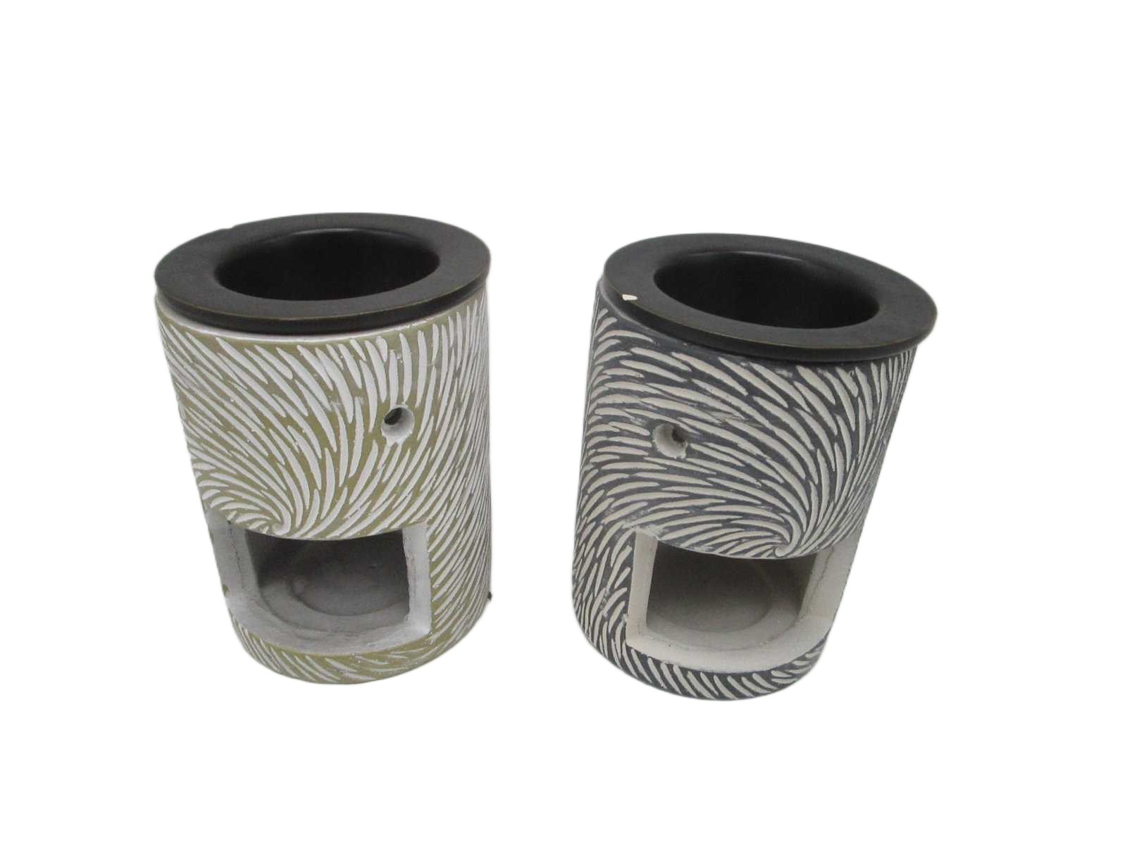 Oil Burner Ceramic 2 Color Assorted By Carton White Gold + White Grey 9,5x9,5x12