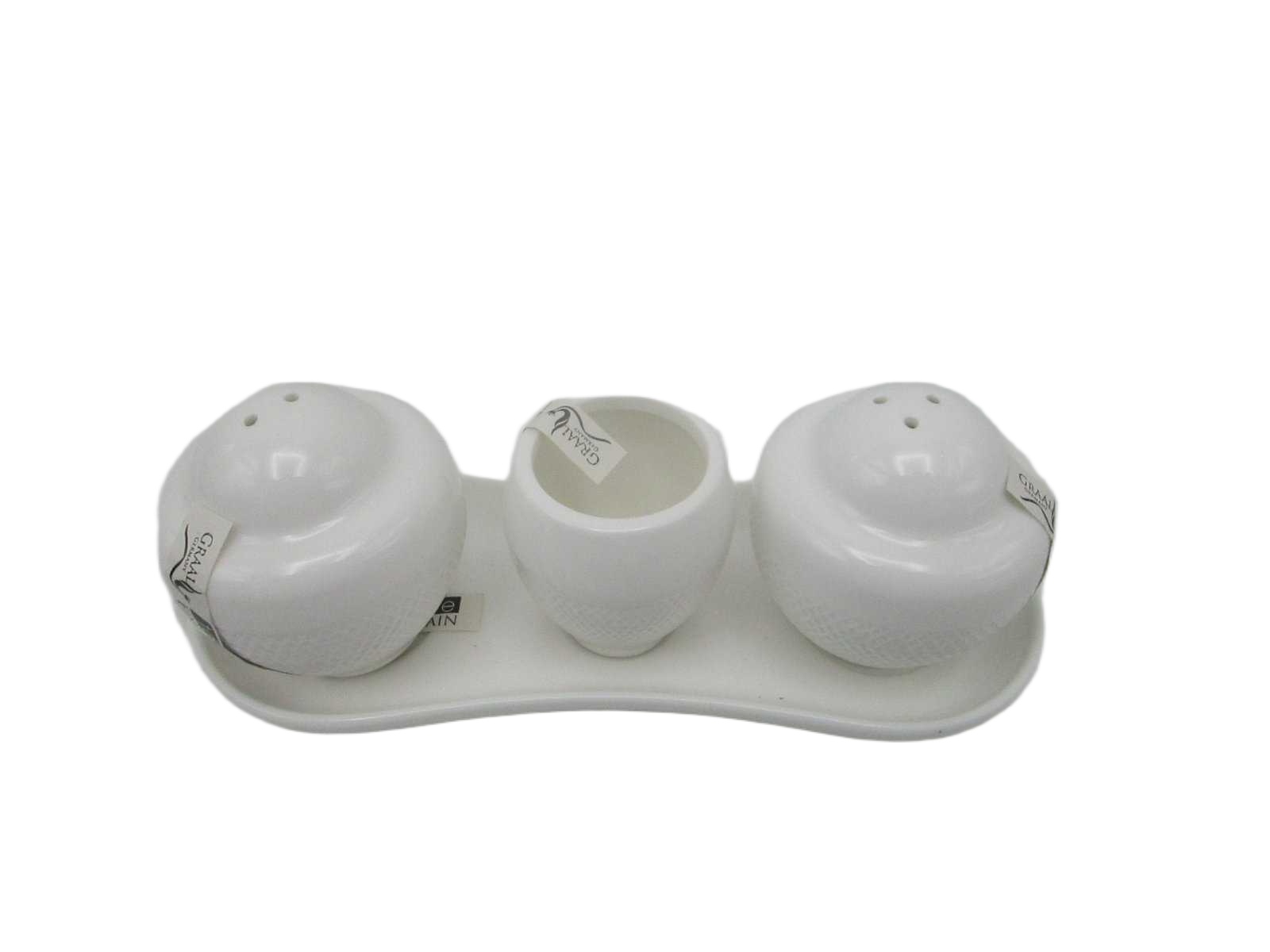 Salt Shaker D:5x5.6r /D:5x5.6/D:4.8x5.1pepper Shaker/18.7x7.3x1.8 Pot Set Of 3 +7.5"shaker Holder 1cl=