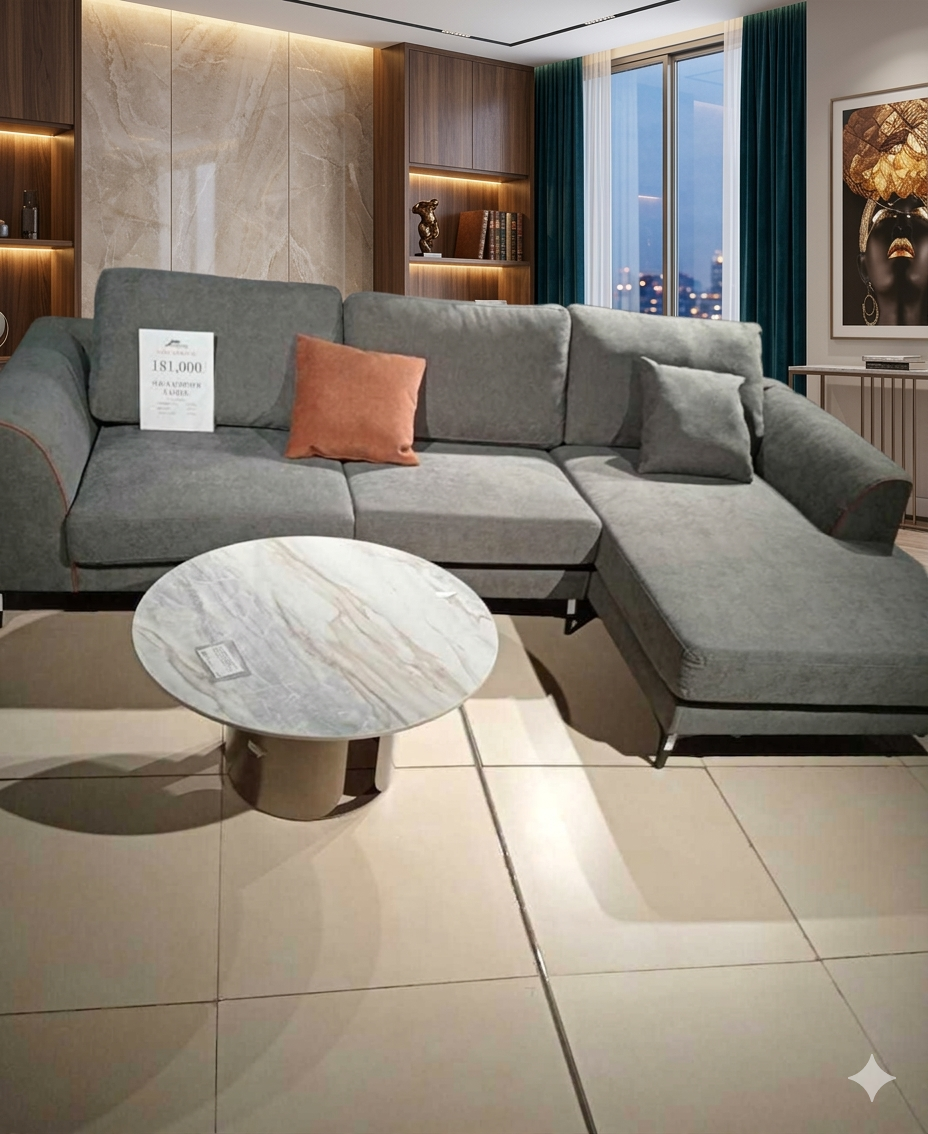 Sofa Fabric Corner Piping C2089-9 Terracota 1 Cushion As Body, 1 Cushion As Piping, Black Metal Feet C2089-24 Dark Grey 266*157