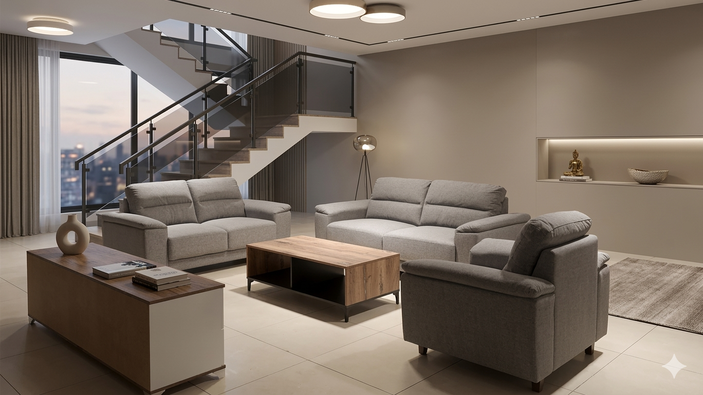 Sofa Fabric Set 3+2+1 Ht1020-13 Grey 3s: 203*93 2s: 168*93 1s: 104*93