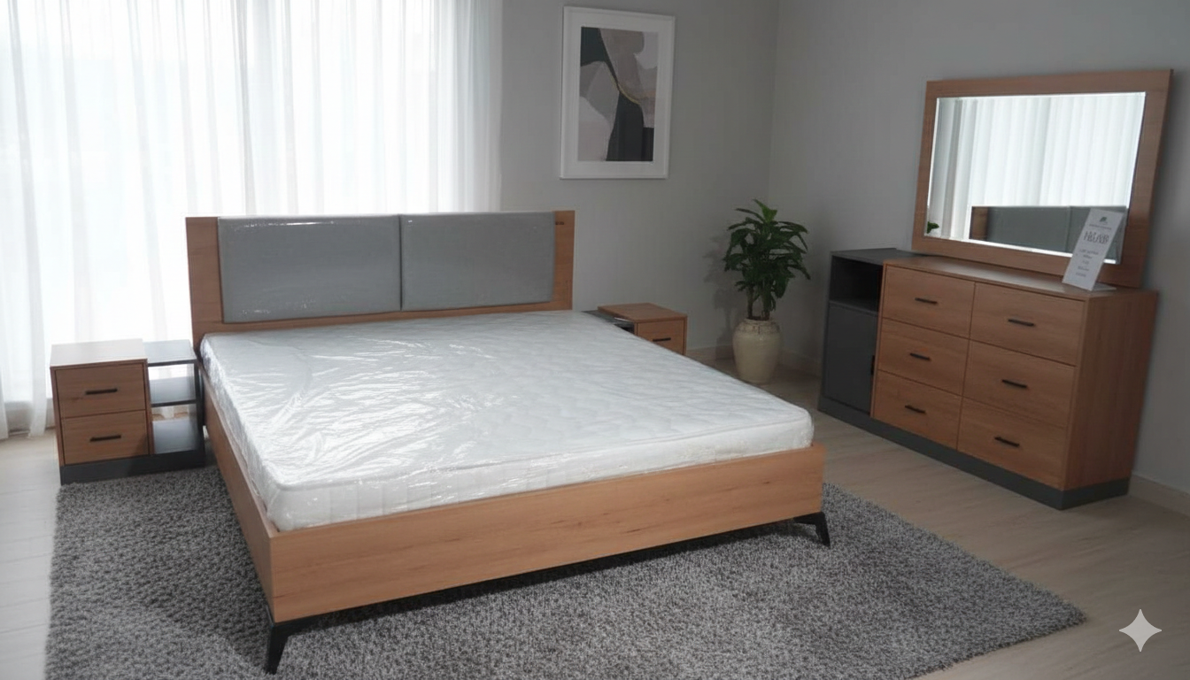 Bed (1800*2000) 1895*2010*1030 / Night Stand X 2pcs 500*400*480 / Dresser 1500*400*830 / Mirror 1200*800*18