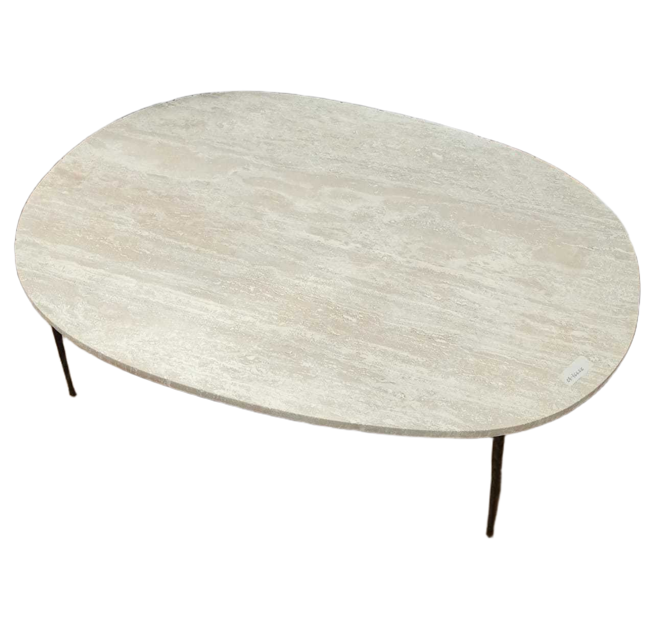 Coffee Table Michael Iron Legs Sand Stone+metal White Sand Stone Half Filled 100x70x35