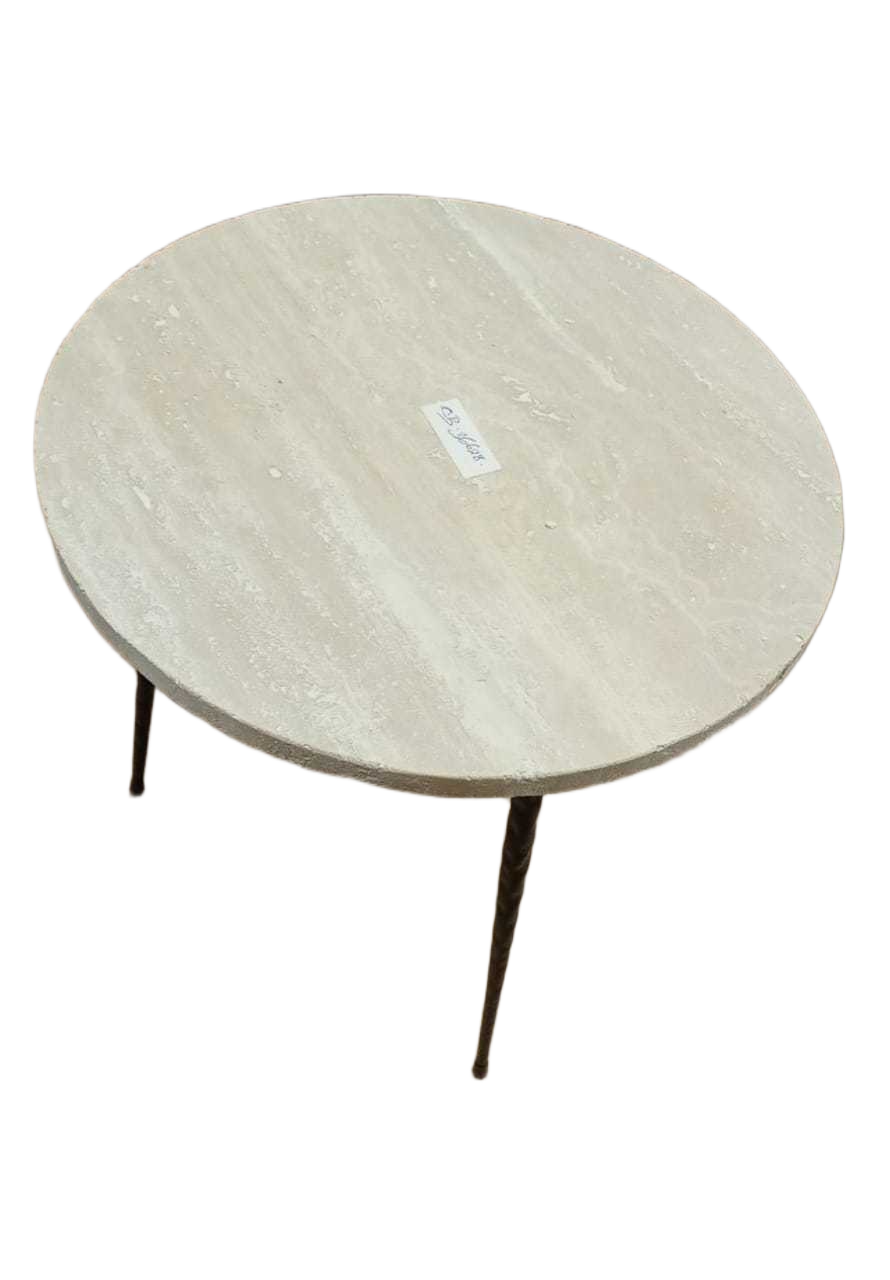Coffee Table Elegant Sandstone+metal White Sandstone Straight Edge Half Filled 40x40x40