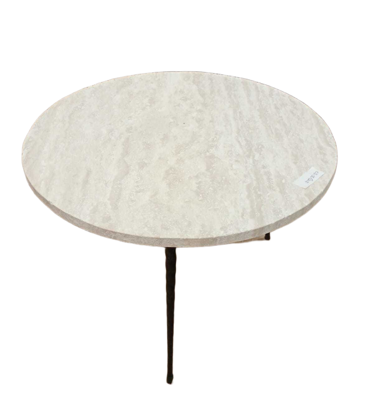 Coffee Table Elegant Sandstone+metal White Sandstone Straight Edge Half Filled 50x50x32.8
