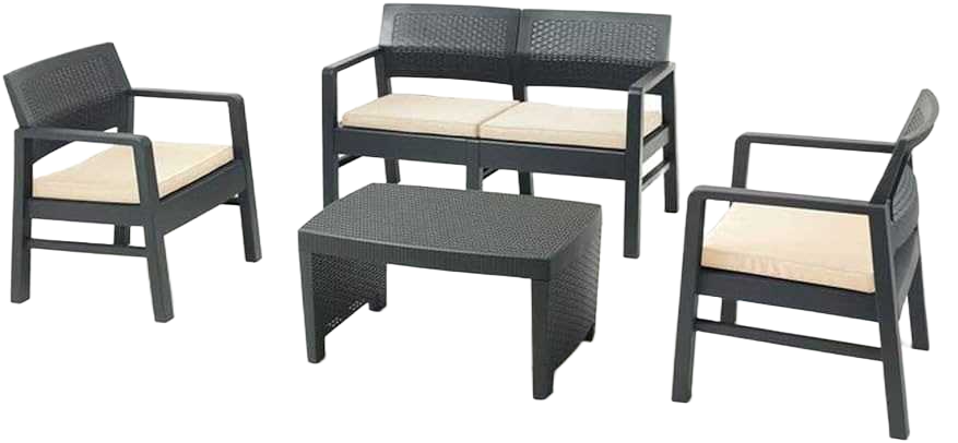 Sofa 2+1+1+ Table Fuji - Set With Cushions: 1 Two-Seater Sofa + 2 Armchairs + 1 Coffee Table