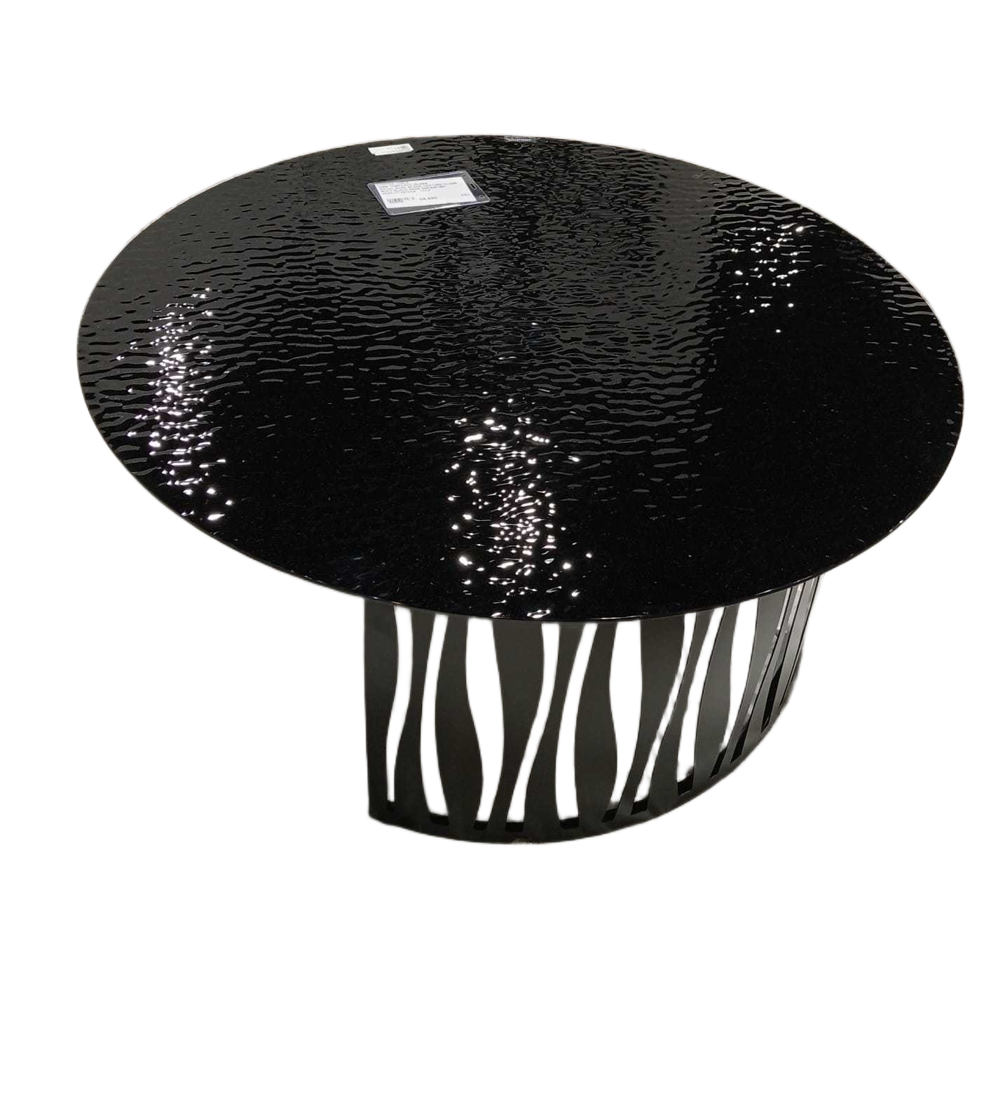 Coffee Table 5mm Tempered Glass Metal Base Black Texture Glass Matt Black Base 840*840*380