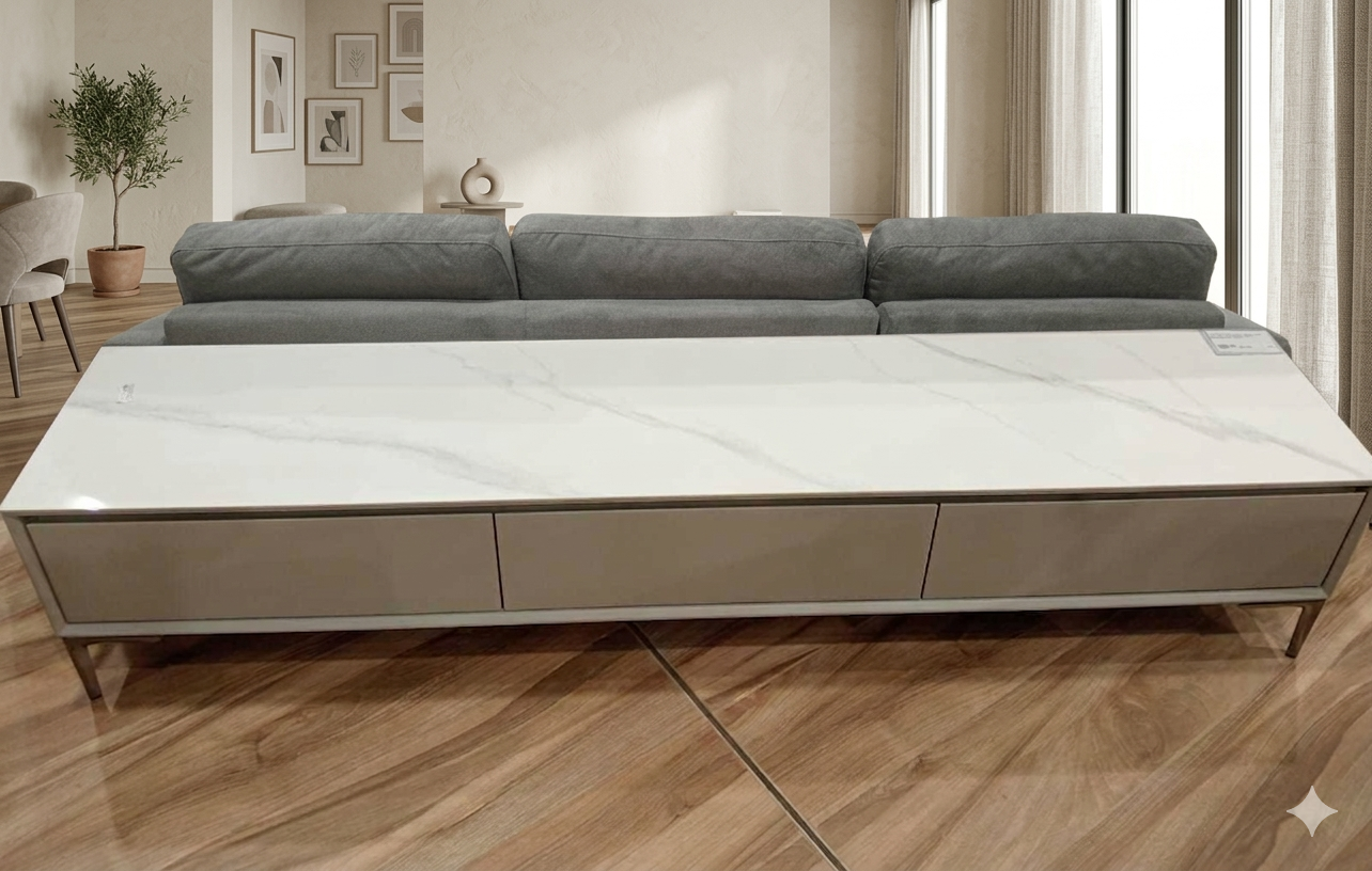 Tv Stand Carbon Steel + Ceramic Table Top + Mdf As Photo 2000*400*410