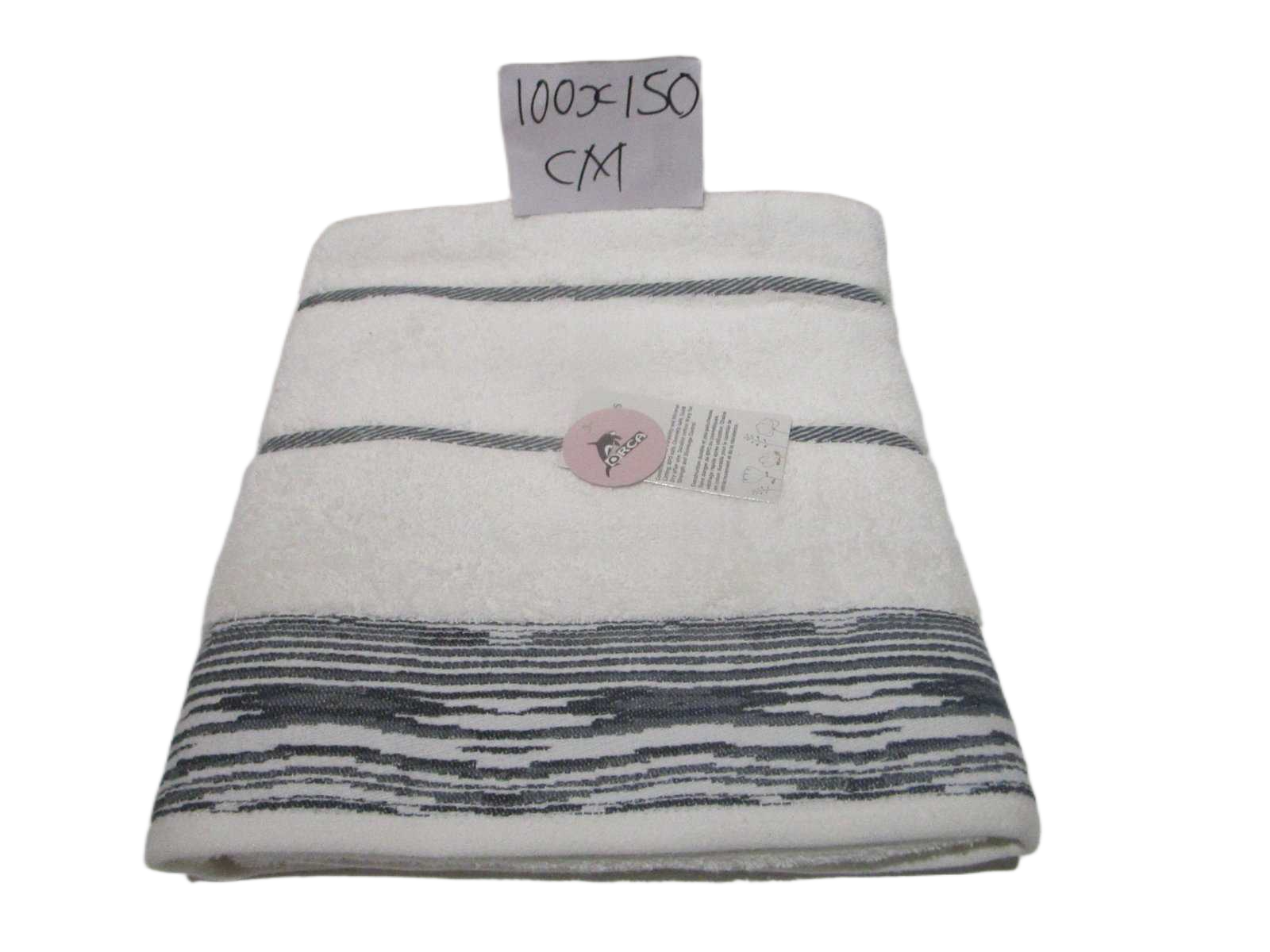Towel Capricious - Plain Dyed Jacquard Towel - Single Ply - 550 Gsm - Combed Cotton- Polyester Insert Stripes