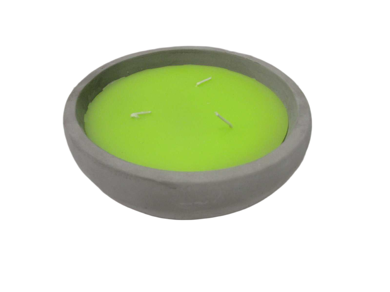 Candle In Cement Pot Green