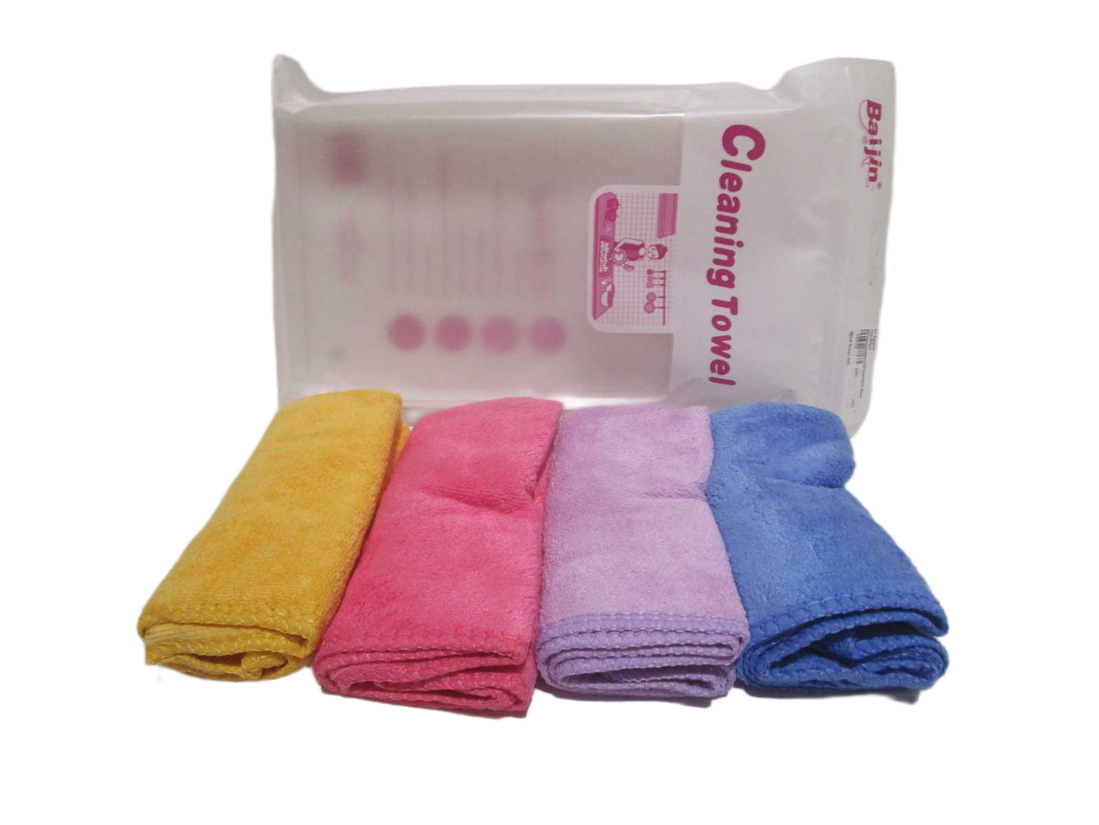4pcs Towel Set, 41.6g/Pcs Mirofiber 80%polyester+20%acrylic Fiber Packing Plastic Random Ass 30*40cm 1cl=