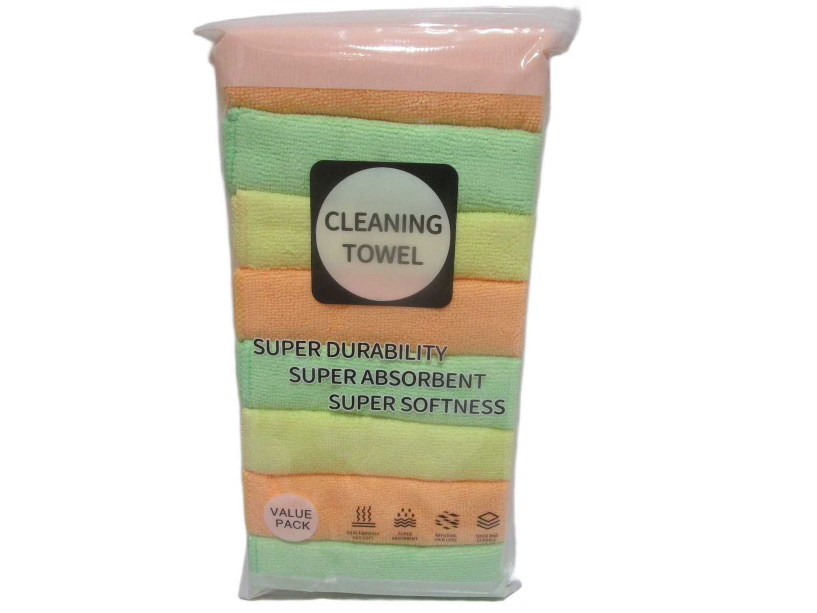 8pcs Towel Set 19.3g/Pcs Microfiber 80%polyester+20%acrylic Fiber Packing Plastic Random Ass 30*30cm 1cl=