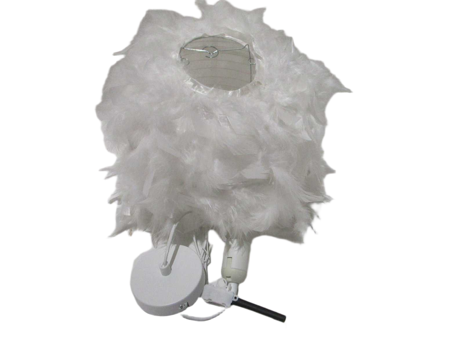 Winter Wht Feather Hang. Lamp