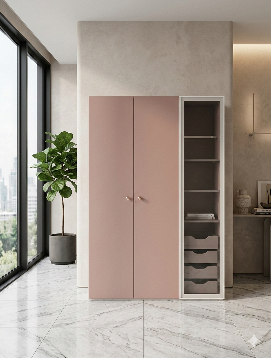 Wardrobe Ose 3 Doors 1 Reflective Glass With Led Somon / White 140x57x208cm