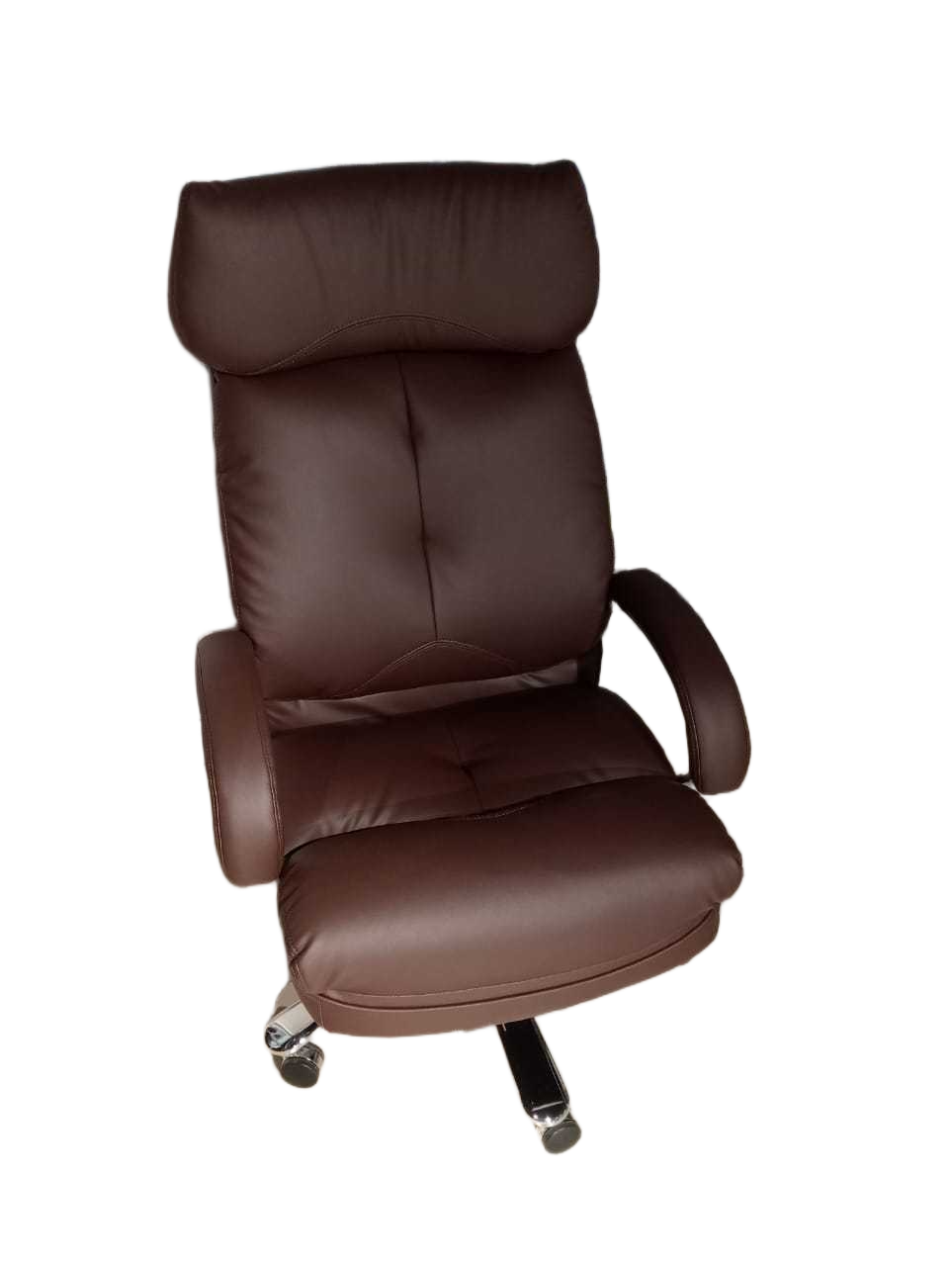 High Back Office Chair Brown - Chrome Frame